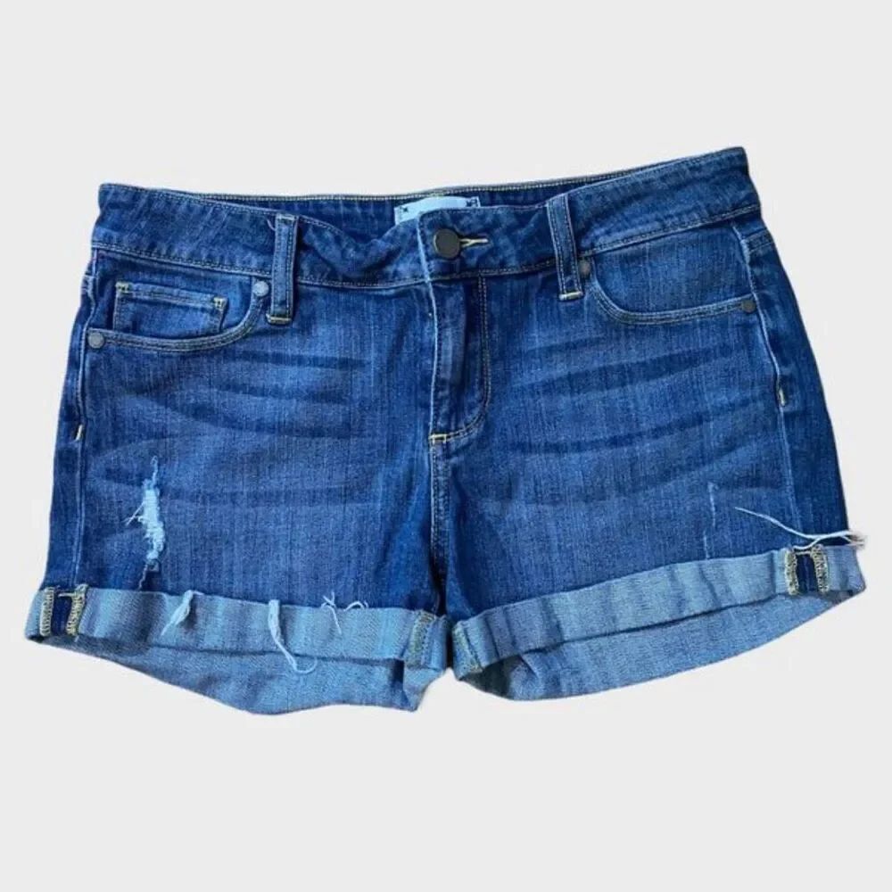 Paige Women's Cuffed Distressed Denim Jean Shorts size 27 Jorts